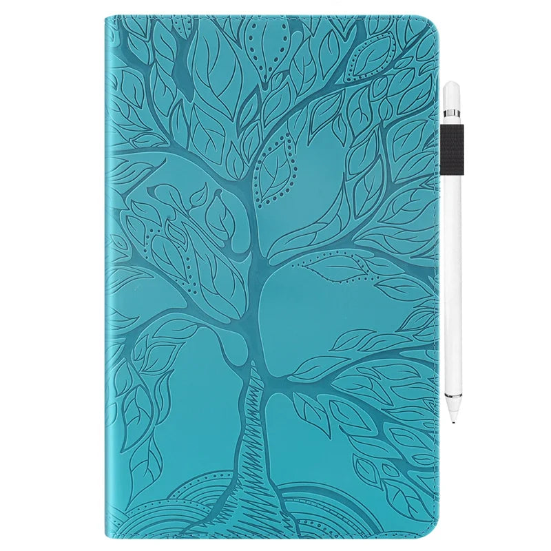 For Samsung Galaxy Tab S10 FE Case 10.9 inch SM-X510 SM-X516B 3D Tree Ebossed Wallet Stand Funda For Galaxy Tab S9 FE Case