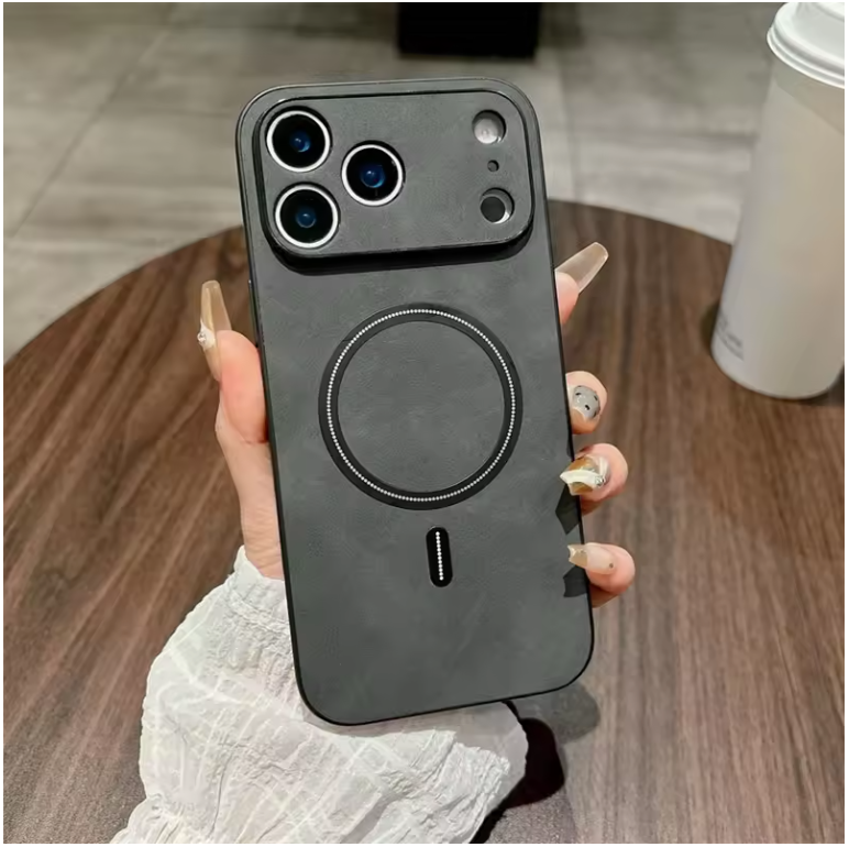 Luxury Leather MagSafe Case – Shockproof Magnetic Wireless Charging Cover for iPhone