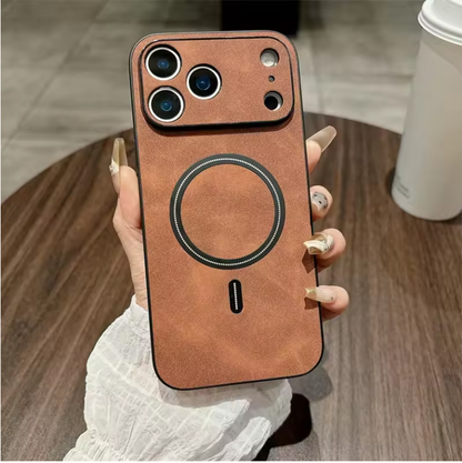 Luxury Leather MagSafe Case – Shockproof Magnetic Wireless Charging Cover for iPhone
