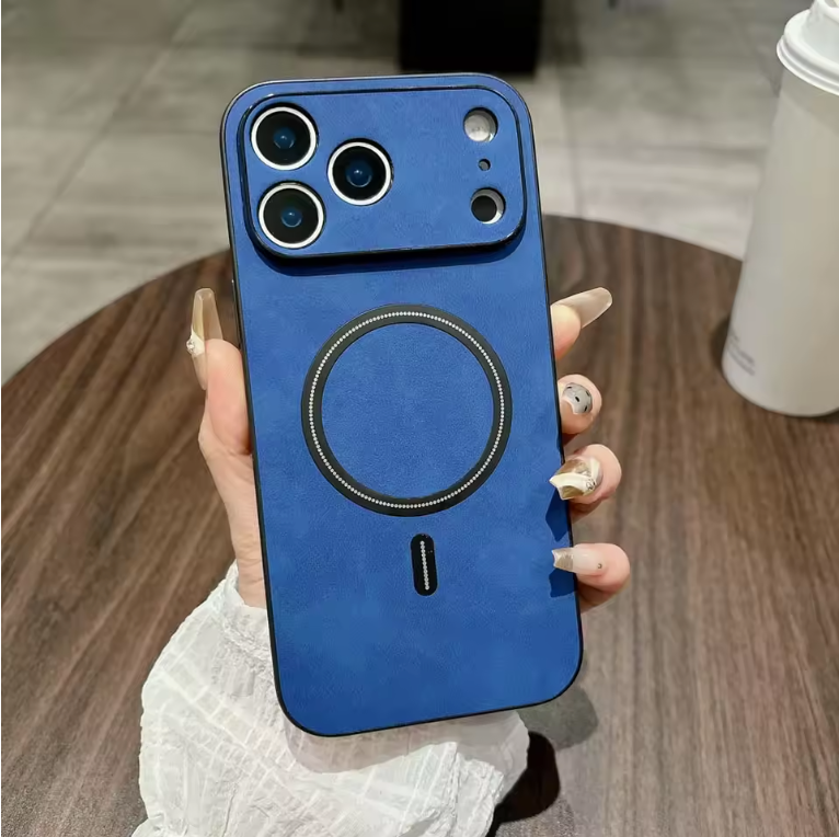 Luxury Leather MagSafe Case – Shockproof Magnetic Wireless Charging Cover for iPhone