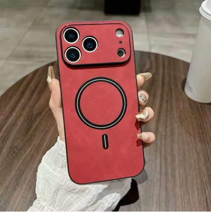Luxury Leather MagSafe Case – Shockproof Magnetic Wireless Charging Cover for iPhone