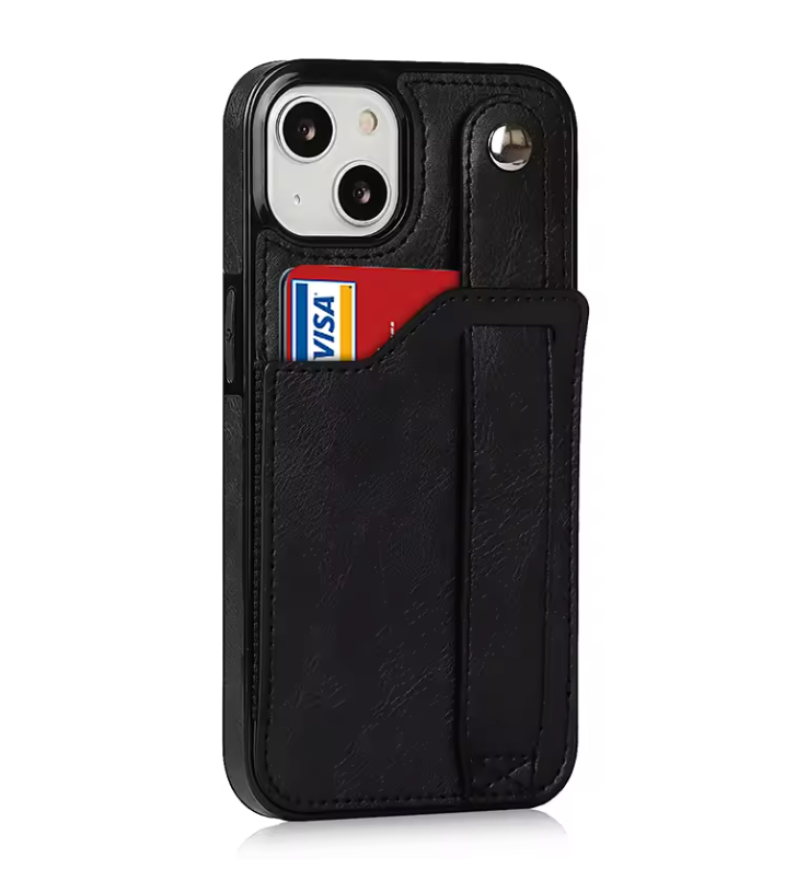Luxury Iphone Wallet Case with Wrist Strap & RFID Protection