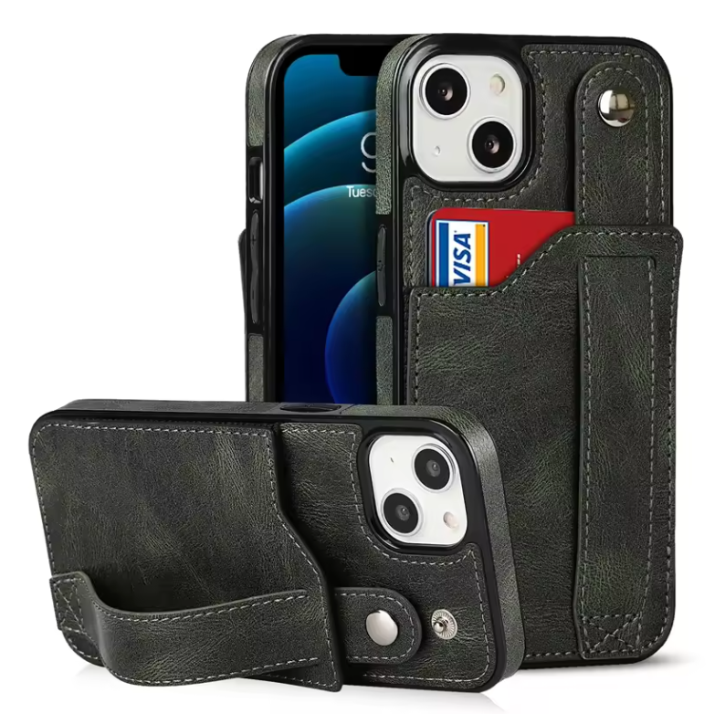Luxury Iphone Wallet Case with Wrist Strap & RFID Protection
