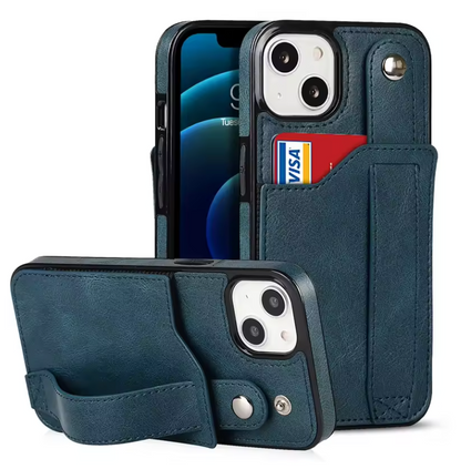 Luxury Iphone Wallet Case with Wrist Strap & RFID Protection