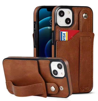 Luxury Iphone Wallet Case with Wrist Strap & RFID Protection