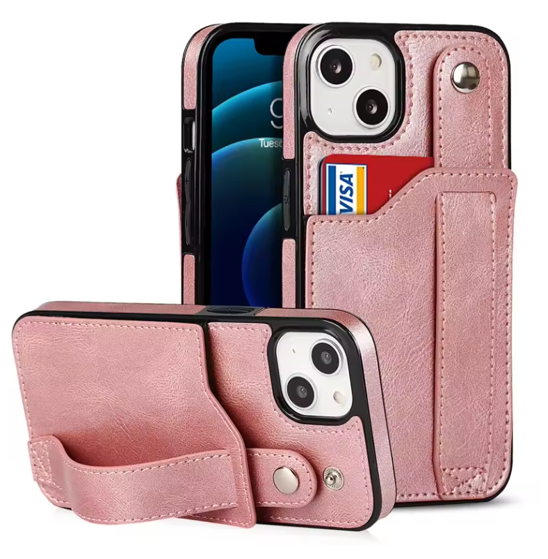 Luxury Iphone Wallet Case with Wrist Strap & RFID Protection