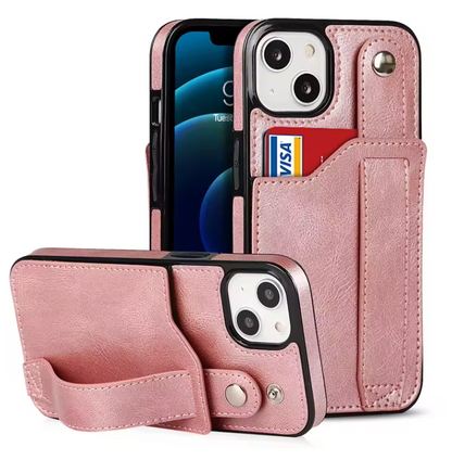 Luxury Iphone Wallet Case with Wrist Strap & RFID Protection