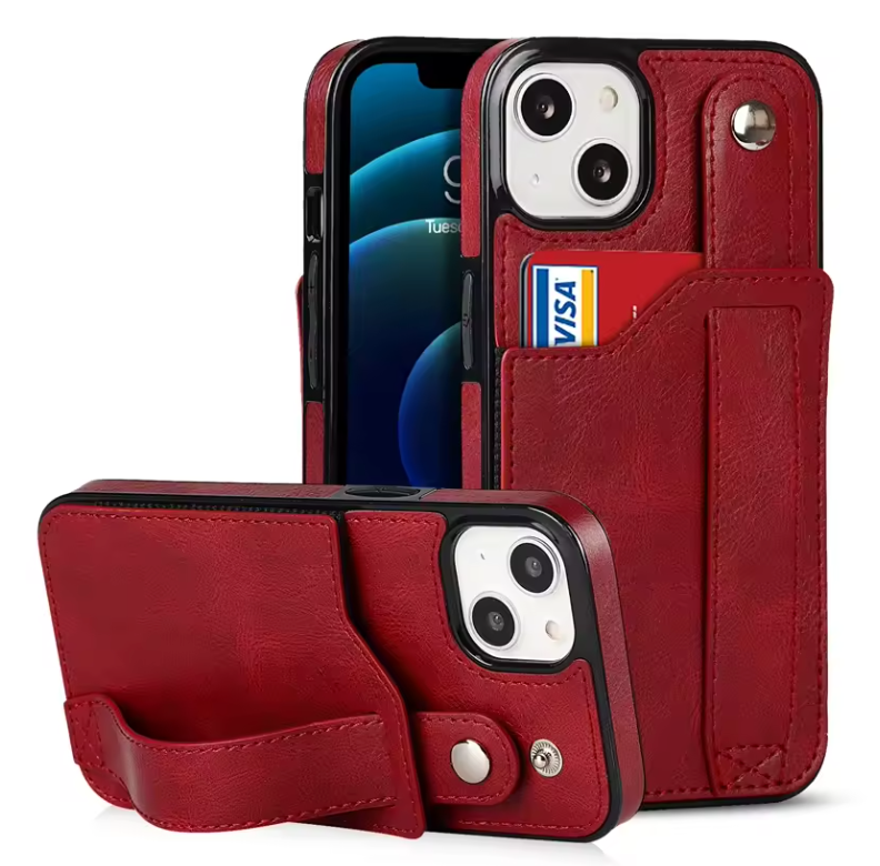 Luxury Iphone Wallet Case with Wrist Strap & RFID Protection