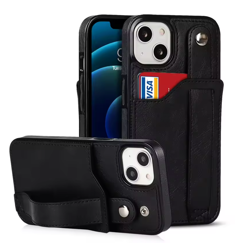 Luxury Iphone Wallet Case with Wrist Strap & RFID Protection
