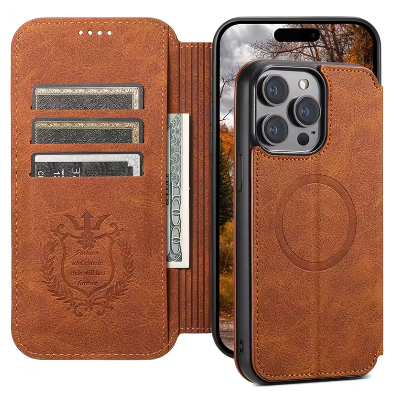 Premium MagSafe Leather Wallet Case for iPhone with Wireless Charging