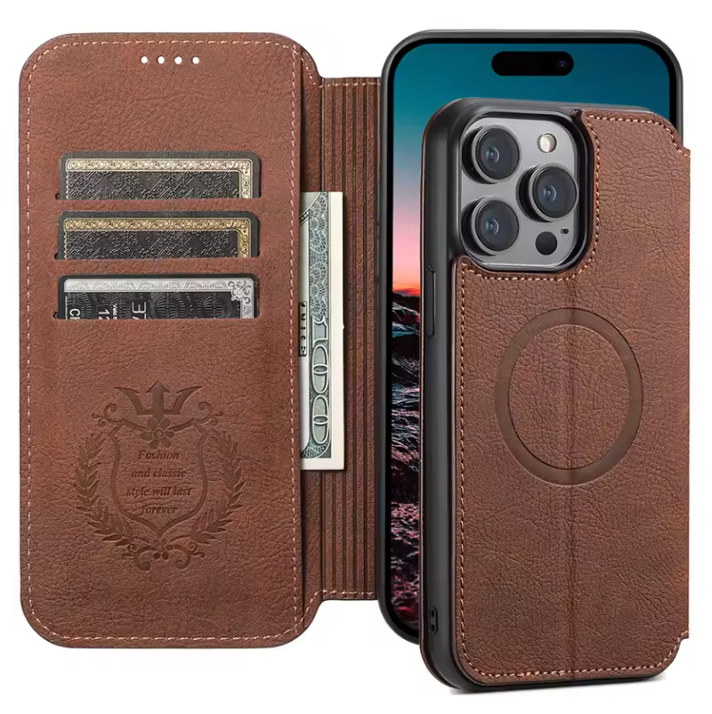 Premium MagSafe Leather Wallet Case for iPhone with Wireless Charging