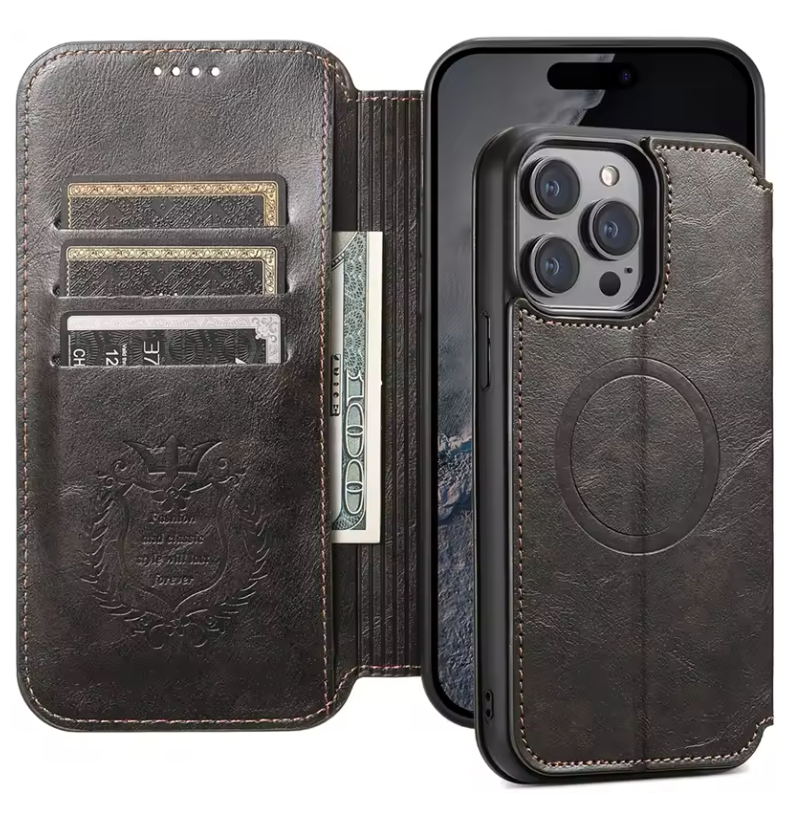 Premium MagSafe Leather Wallet Case for iPhone with Wireless Charging