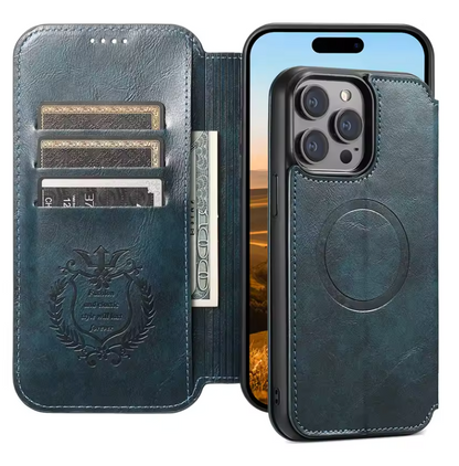 Premium MagSafe Leather Wallet Case for iPhone with Wireless Charging