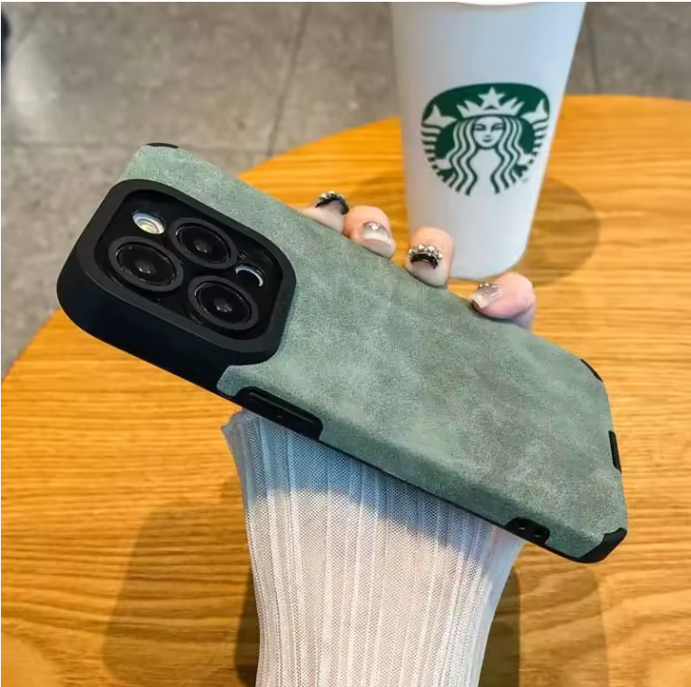 Luxury Matte Leather iPhone Case – Shockproof Camera Protection Cover for iPhone
