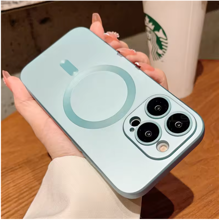 Luxury MagSafe Matte Case for iPhone – Magnetic Wireless Charging Cover with Lens Protection