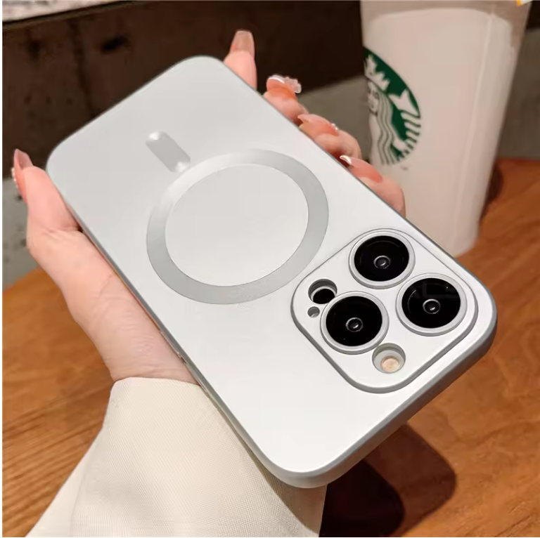 Luxury MagSafe Matte Case for iPhone – Magnetic Wireless Charging Cover with Lens Protection