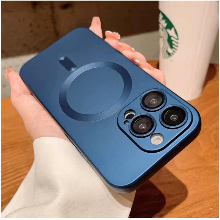 Luxury MagSafe Matte Case for iPhone – Magnetic Wireless Charging Cover with Lens Protection