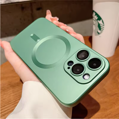 Luxury MagSafe Matte Case for iPhone – Magnetic Wireless Charging Cover with Lens Protection