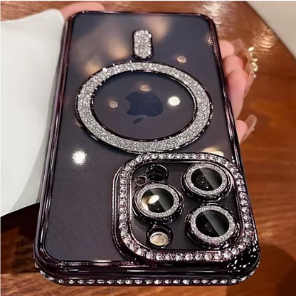 Luxury Diamond Clear MagSafe Case for iPhone – Glitter Shockproof Wireless Charging Cover