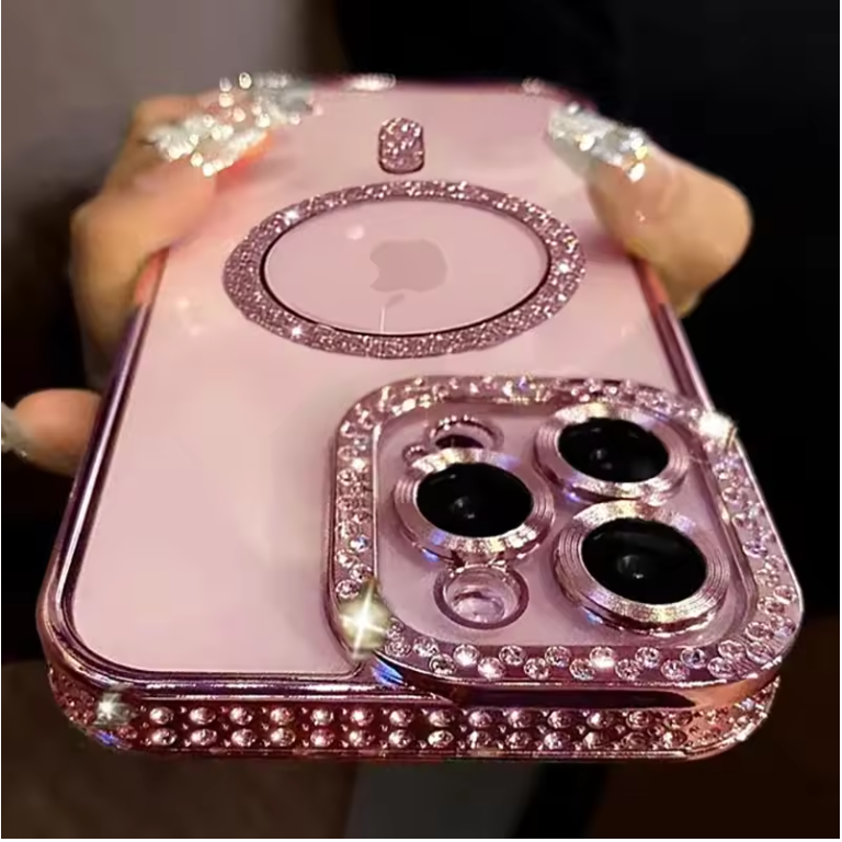 Luxury Diamond Clear MagSafe Case for iPhone – Glitter Shockproof Wireless Charging Cover