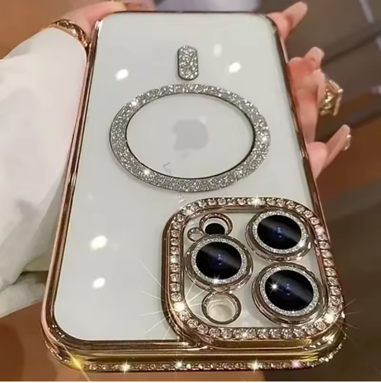 Luxury Diamond Clear MagSafe Case for iPhone – Glitter Shockproof Wireless Charging Cover