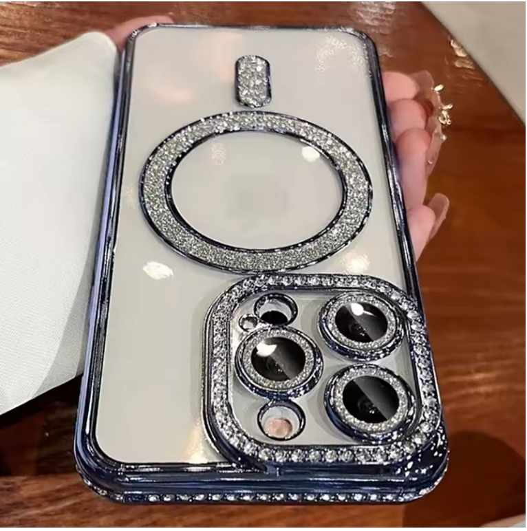 Luxury Diamond Clear MagSafe Case for iPhone – Glitter Shockproof Wireless Charging Cover
