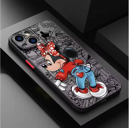 Mickey & Minnie Cartoon iPhone Case – Soft TPU Matte Cover