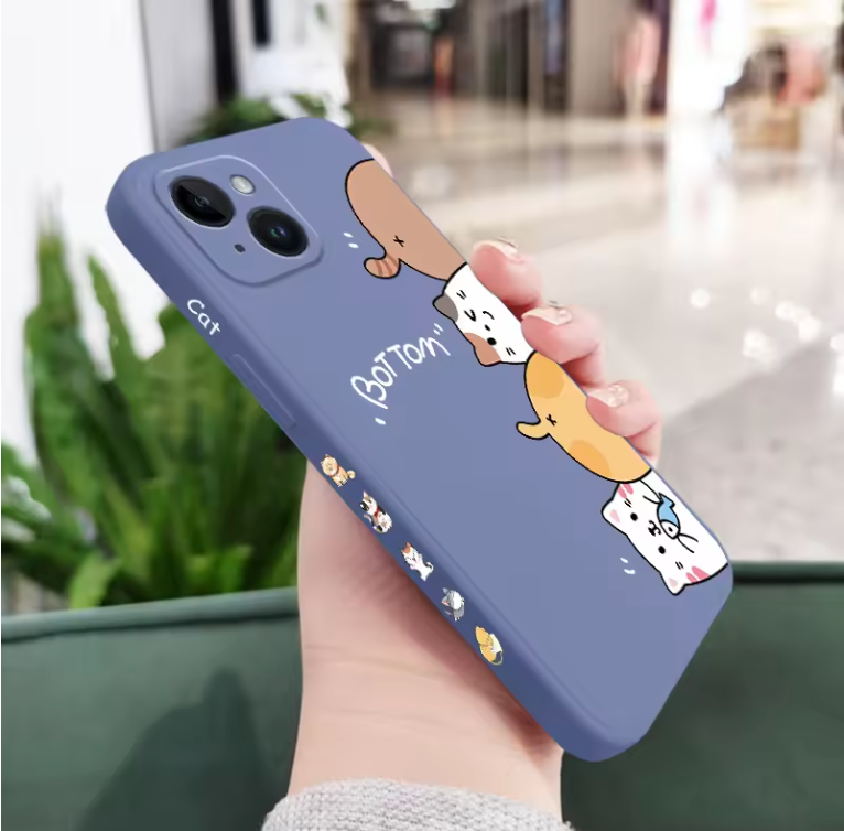 Cartoon Cat iPhone Case – Soft Silicone Cover