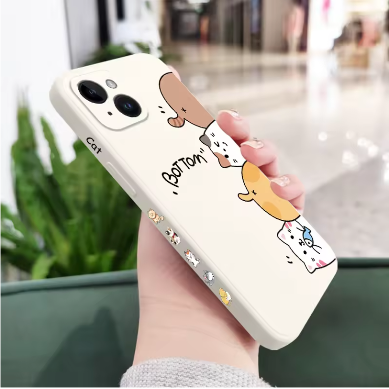 Cartoon Cat iPhone Case – Soft Silicone Cover