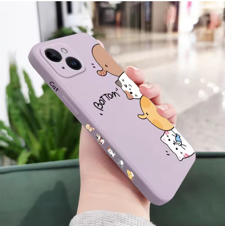 Cartoon Cat iPhone Case – Soft Silicone Cover