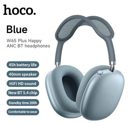 HOCO W65 Plus ANC Wireless Over-Ear Headphones – Noise Cancelling, Hi-Fi Sound