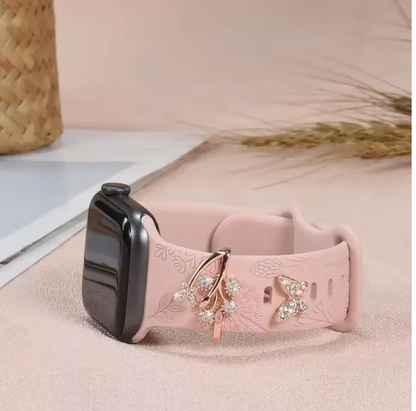 Luxury Gold Charm Rings for Apple Watch Bands – Elegant Metal Strap Jewelry Accessory