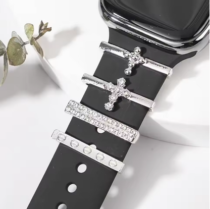 Luxury Wristband Charm Rings Set (4PCS) – Elegant Jewelry Decorations for Smartwatch Bands
