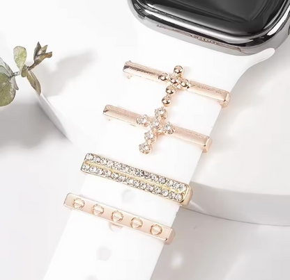 Luxury Wristband Charm Rings Set (4PCS) – Elegant Jewelry Decorations for Smartwatch Bands
