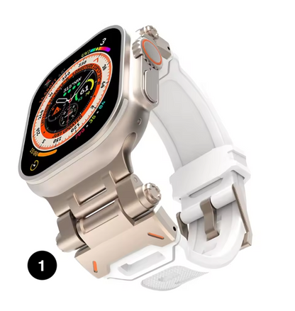 Metal & Silicone Apple Watch Strap – Rugged Sport Design for Ultra & Series