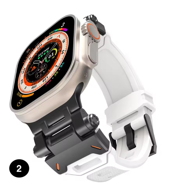 Metal & Silicone Apple Watch Strap – Rugged Sport Design for Ultra & Series