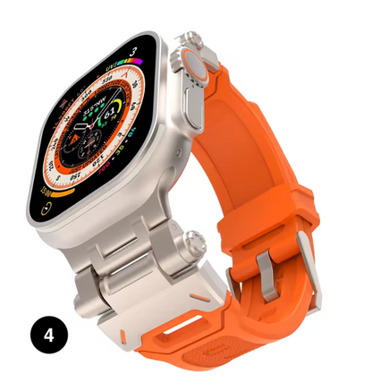 Metal & Silicone Apple Watch Strap – Rugged Sport Design for Ultra & Series