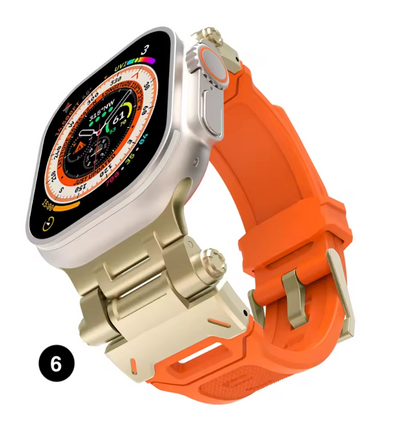 Metal & Silicone Apple Watch Strap – Rugged Sport Design for Ultra & Series