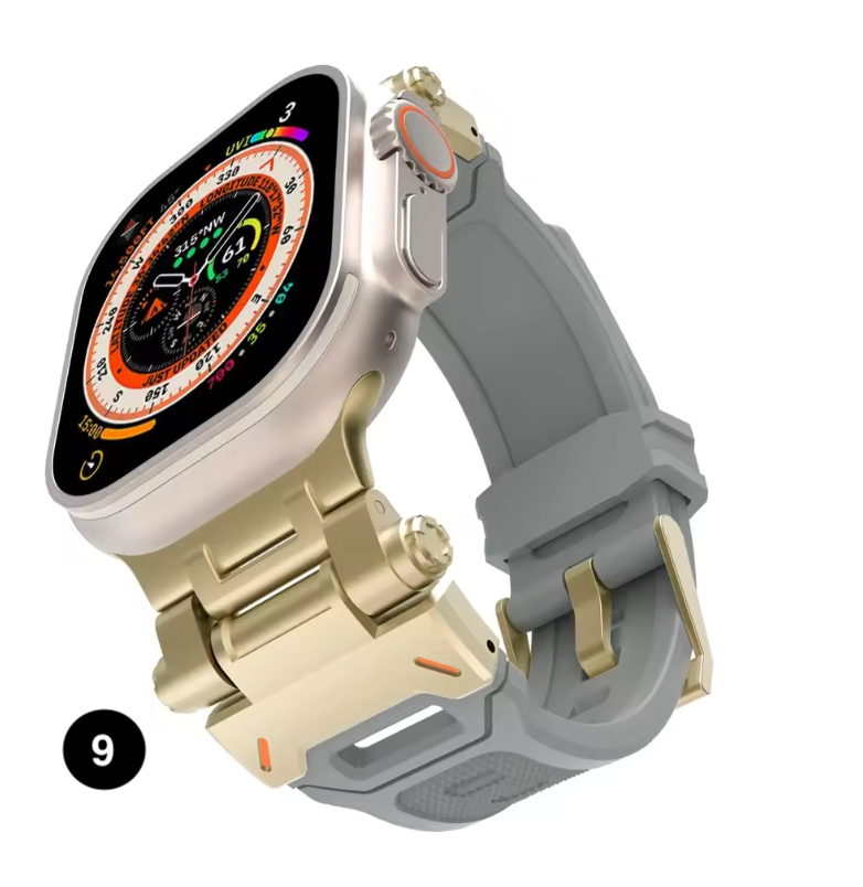 Metal & Silicone Apple Watch Strap – Rugged Sport Design for Ultra & Series