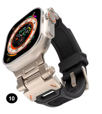 Metal & Silicone Apple Watch Strap – Rugged Sport Design for Ultra & Series