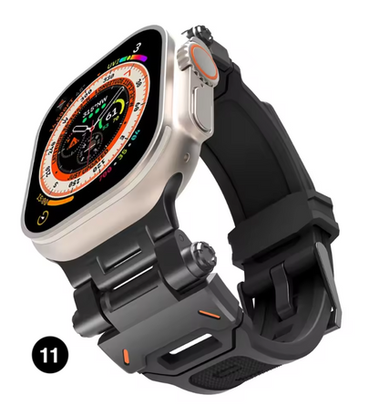 Metal & Silicone Apple Watch Strap – Rugged Sport Design for Ultra & Series