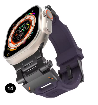 Metal & Silicone Apple Watch Strap – Rugged Sport Design for Ultra & Series