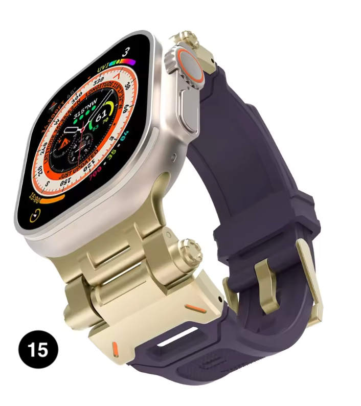 Metal & Silicone Apple Watch Strap – Rugged Sport Design for Ultra & Series