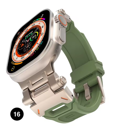 Metal & Silicone Apple Watch Strap – Rugged Sport Design for Ultra & Series