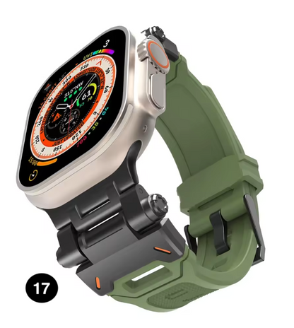 Metal & Silicone Apple Watch Strap – Rugged Sport Design for Ultra & Series