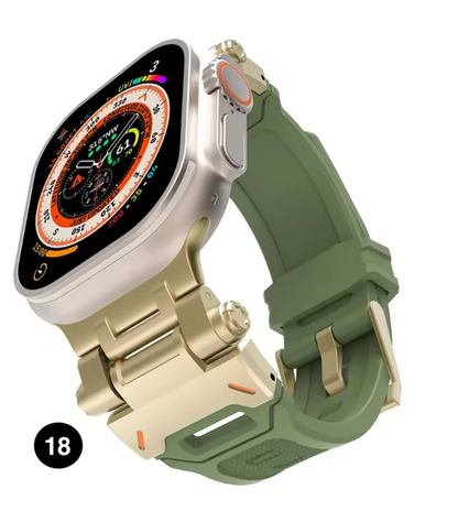 Metal & Silicone Apple Watch Strap – Rugged Sport Design for Ultra & Series