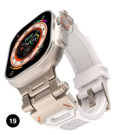 Metal & Silicone Apple Watch Strap – Rugged Sport Design for Ultra & Series