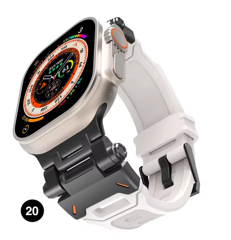 Metal & Silicone Apple Watch Strap – Rugged Sport Design for Ultra & Series