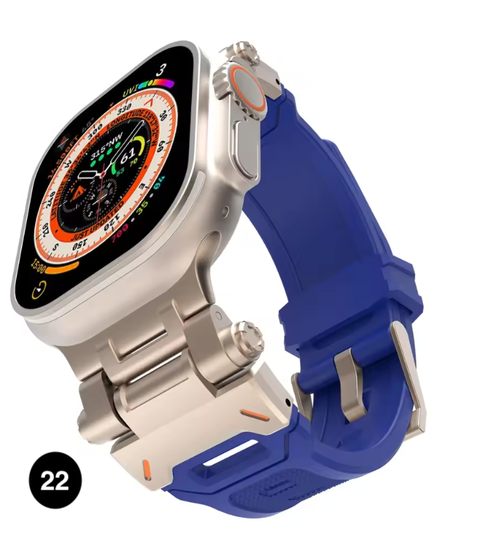 Metal & Silicone Apple Watch Strap – Rugged Sport Design for Ultra & Series
