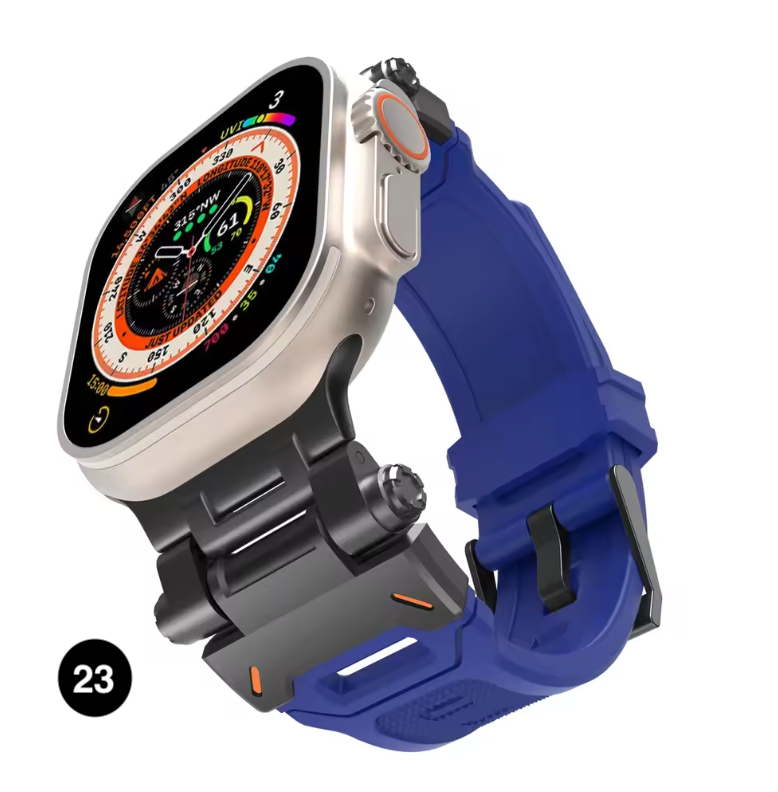 Metal & Silicone Apple Watch Strap – Rugged Sport Design for Ultra & Series
